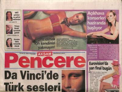 Akşam Gazetesi Pencere Eki 18 Mayıs 2006 - ADI Oktay Kaynarca İle Anılan Ebru Gündeş , Yeni Bir Aşkın Eşiğinde - Da Vincide Türk Sesleri GZ93664 - 1
