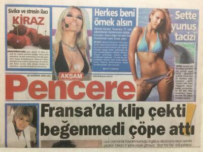 Akşam Gazetesi Pencere Eki 20 Haziran 2006 - Tarkan Fransada Klip Çekti Beğenmedi Çöpe Attı GZ32695 - 1
