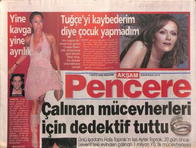 Akşam Gazetesi Pencere Eki 4 Mayıs 2006 - Hadisenin Sunuculuk Yaptığı Yarışmada , Ozan Doğulu İle Yakınlaştığı İddia Ediliyor GZ96438 - 1