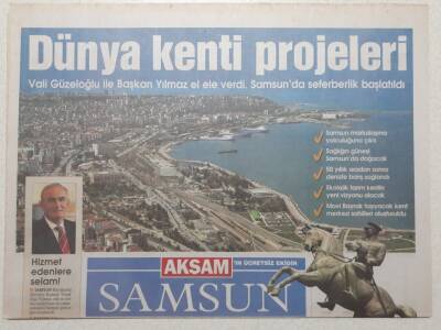 Akşam Gazetesi Samsun Eki 19 Mayıs 2008 - Hasan Basri Güzeloğlu,Yeniliği İnşa Eden Vali GZ53051 - 1