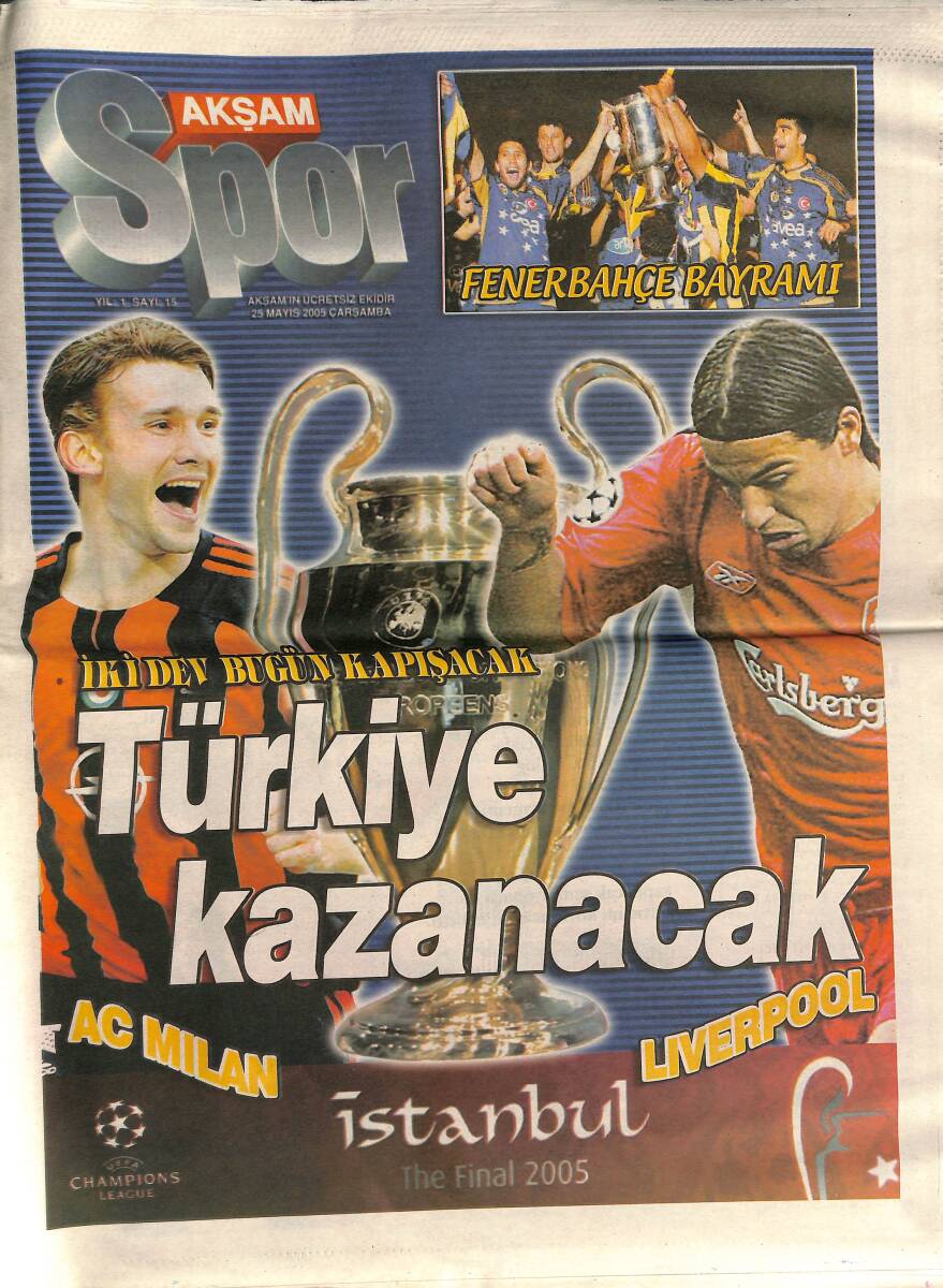 Akşam Gazetesi Spor Eki 25 Mayıs 2005 - Fenerbahçe Bayramı - Cimbom'un Tesellisi Dört Genç Yıldız Oldu GZ157396 - 1