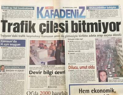 Akşam Karadeniz Gazetesi 28 Aralık 1999-Trafik Çilesi Bitmiyor- Ofda 2000 Hazırlığı GZ36579 - 1