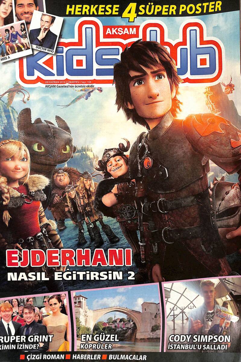 Akşam Kids Club 28 Haziran 2014 Sayı : 164 - Doctor Who Poster - Cody Simpson İstanbul'u Salladı NDR98855 - 1