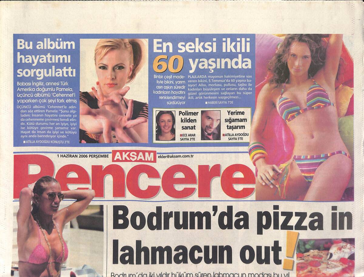 Akşam Pencere Gazetesi 1 Haziran 2006 - Çağla Şikel: Elleriyle Ördüğü Bikinilerini Satacak - Sibel Can, Pavyon Şarkıcısını Oynayacak GZ2995 - 1