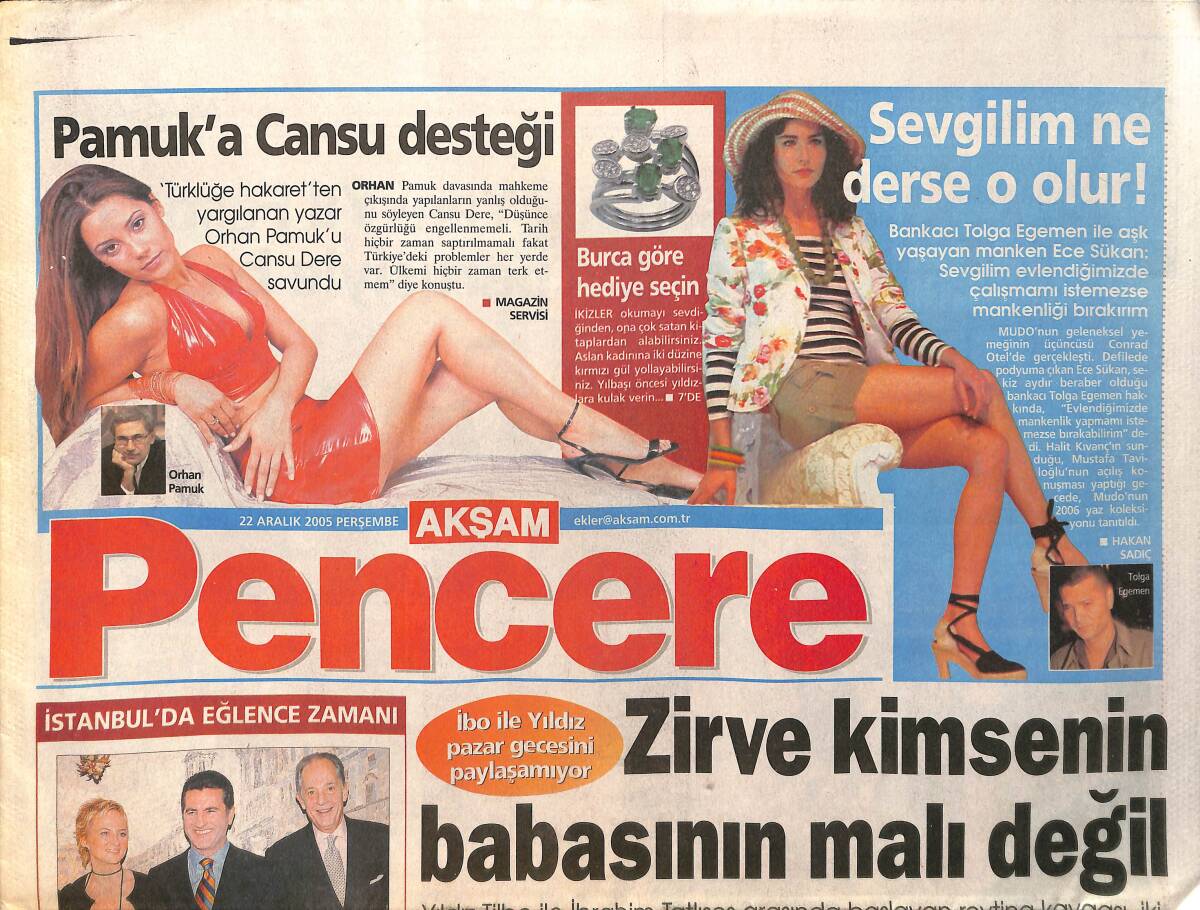 Akşam Pencere Gazetesi 22 Aralık 2005 - İbo İle Yıldız Pazar Gecesini Paylaşamıyor - Nişantaşı'nda ALEM Partisi GZ3429 - 1