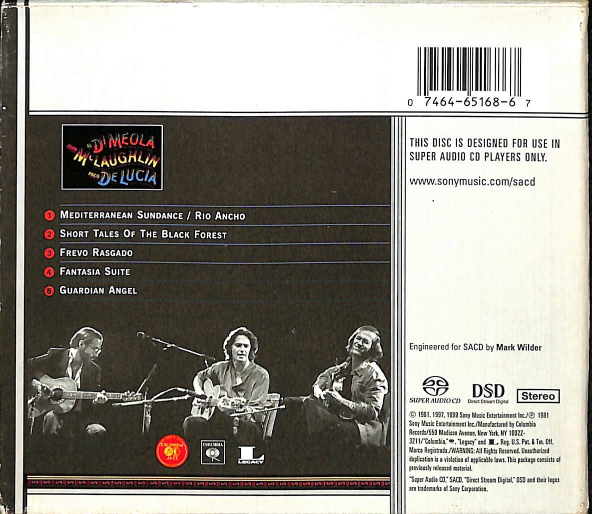 Al Di Meola, John McLaughlin, Paco De Lucía ‎- Friday Night In San Francisco CD (İkinci El) CD4427 - 2
