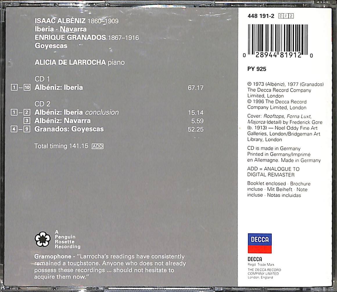 Albéniz Iberia Granados Goyescas Alicia De Larrocha CD (İkinci El) CD5386 - 2