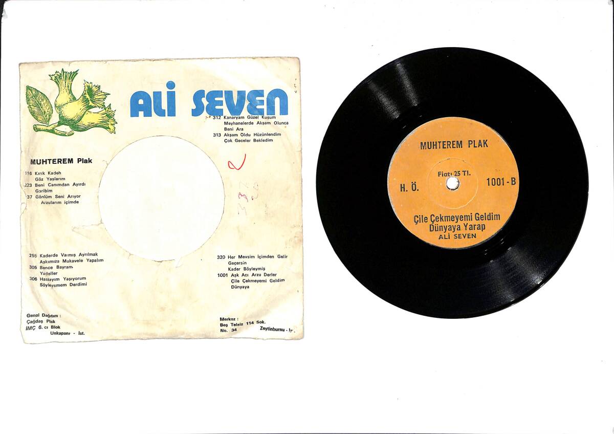 Ali Seven – Aşk Acı Bir Arzu Derler & Çile Çekmeye Mi Geldim Dünyaya Yarap 45′lik Plak (10/8) PLK27452 - 2