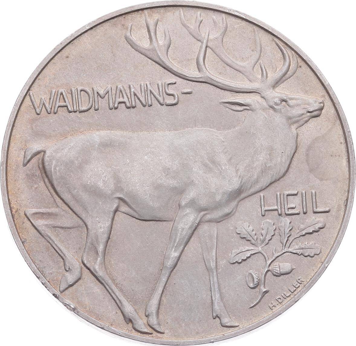 Alman Avcılık Geleneği Gümüş Hatıra Madalyon (H.Diller) MVM2142 #184 - 1