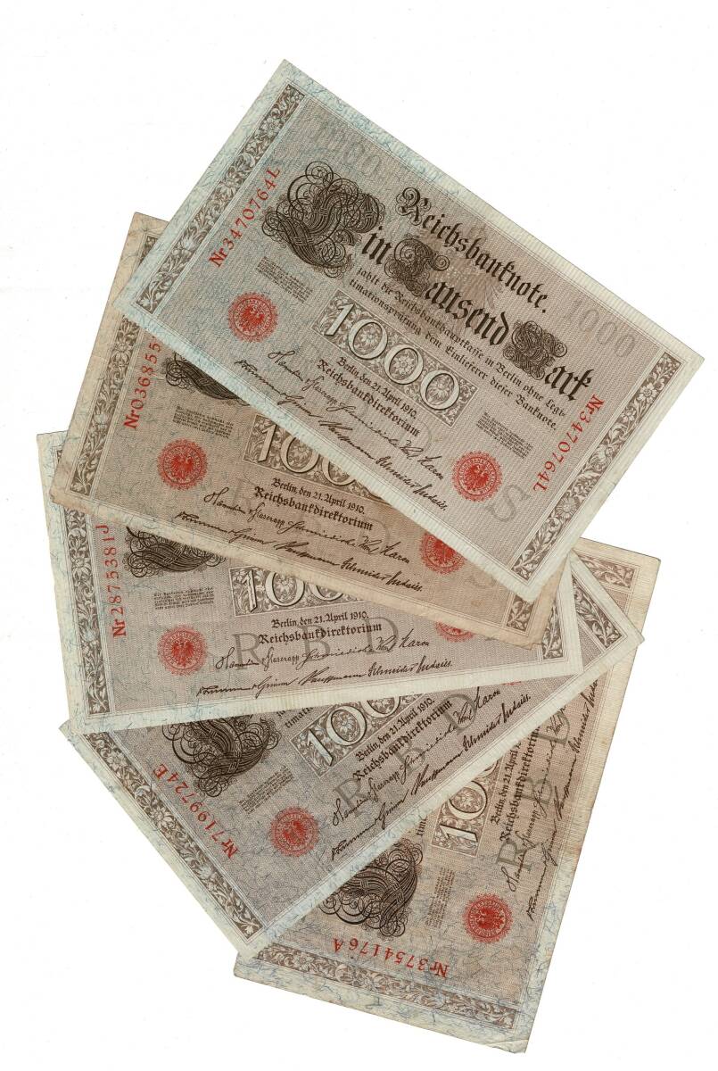 Alman İmparatorluğu 1910 Yılı 1000 Mark (5 Adet) ÇT YKP8779 - 1