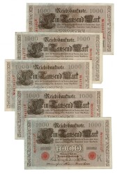 Alman İmparatorluğu 1910 Yılı 1000 Mark (5 Adet) ÇT YKP8778 - 