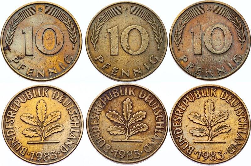 Almanya 10 Fenik 1983 DFG Setten Çıkma YMP6858 - 1