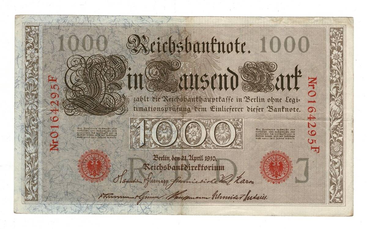 Almanya 1000 Reichsmark 21 Nisan 1910 *J* ÇÇT YKP8388 - 2