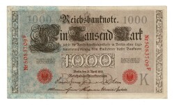 Almanya 1000 Reichsmark 21 Nisan 1910 *K* ÇÇT+ YKP8389 - 2