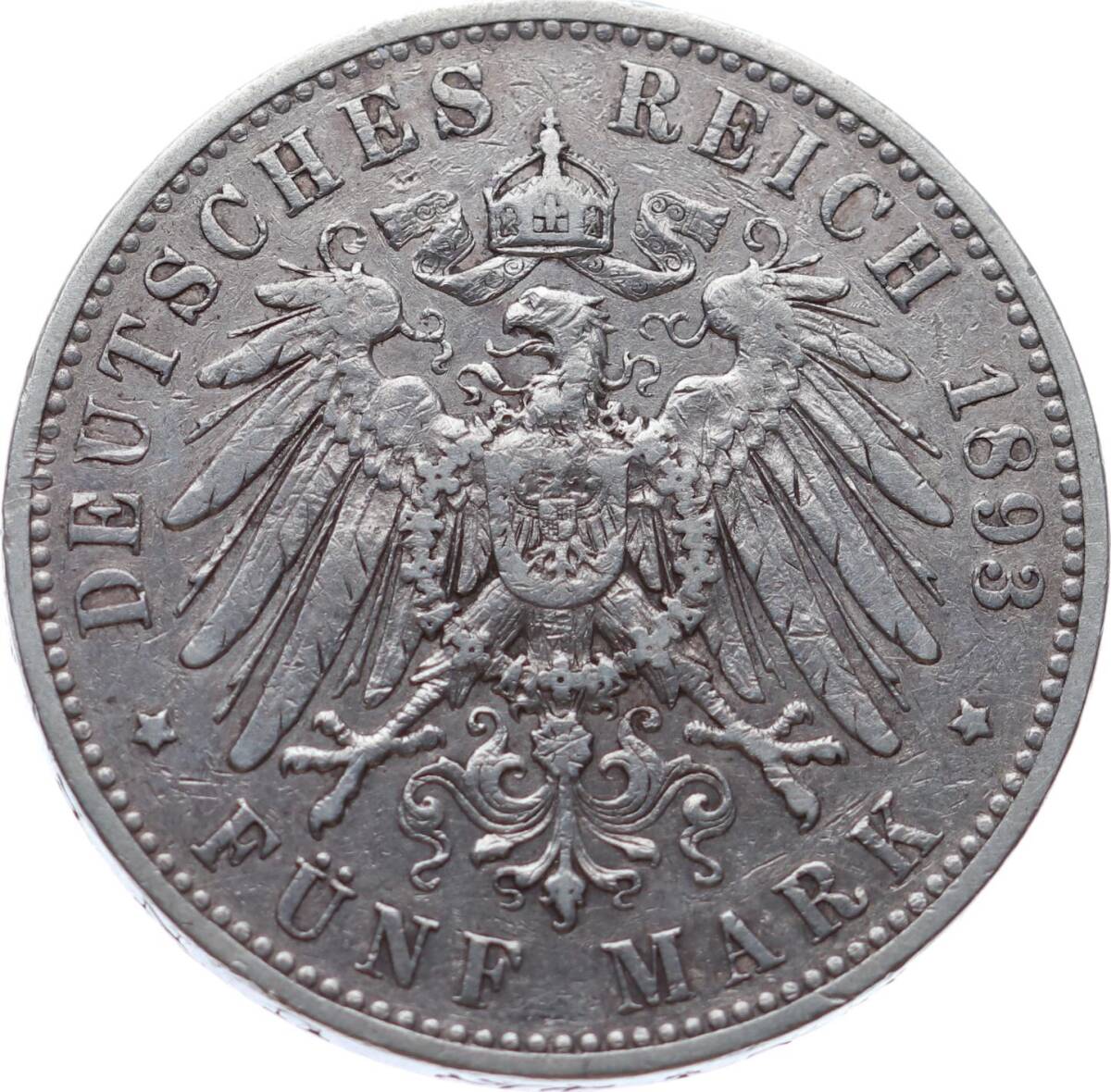Almanya 5 Mark 1893 *Albert* ÇÇT YMP11092 - 2