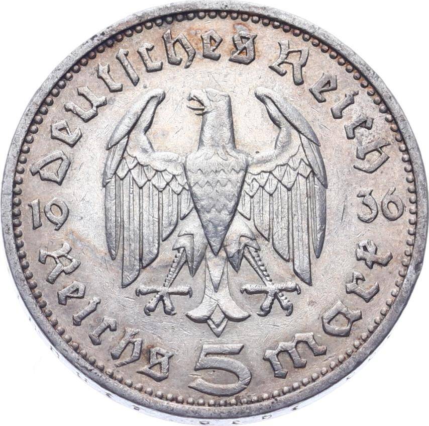 Almanya 5 Mark 1936 Gümüş - ÇÇT+ YMP11221 - 1