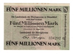 Almanya 5 Milyon Mark 1923 ÇİL *Landesbank der Rheinprovinz* YKP8277 - 1