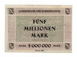 Almanya 5 Milyon Mark 1923 ÇİL *Landesbank der Rheinprovinz* YKP8277 - 2