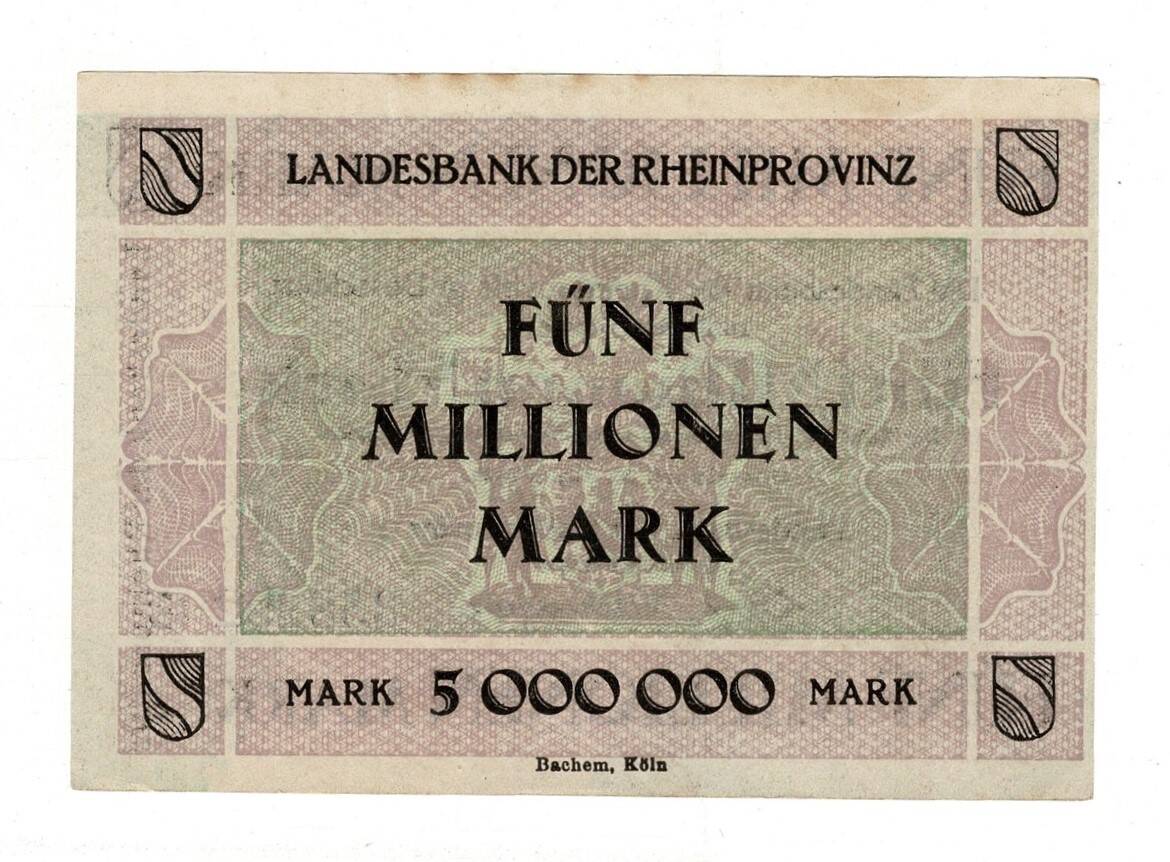 Almanya 5 Milyon Mark 1923 ÇİL *Landesbank der Rheinprovinz* YKP8277 - 2