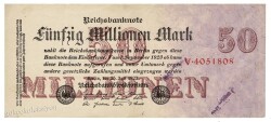 Almanya 50 Milyon Mark 1923 ÇÇT+ YKP2536 - Gökçekoleksiyon