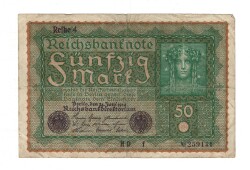 Almanya 50 Reichs Mark 1919 Seri 4 (Reihe 4) ÇT+ YKP8365 - 3