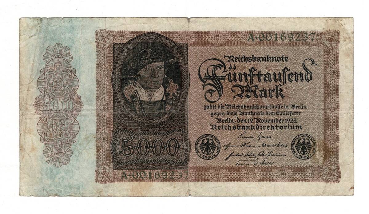 Almanya 5000 Reichsmark 19 Kasım 1922 *Seri A *ÇT YKP8369 - 3