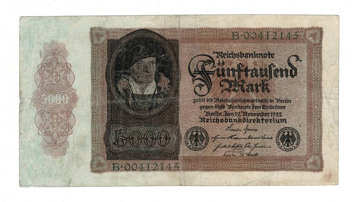 Almanya 5000 Reichsmark 19 Kasım 1922 *Seri B * ÇT YKP8370 - 1