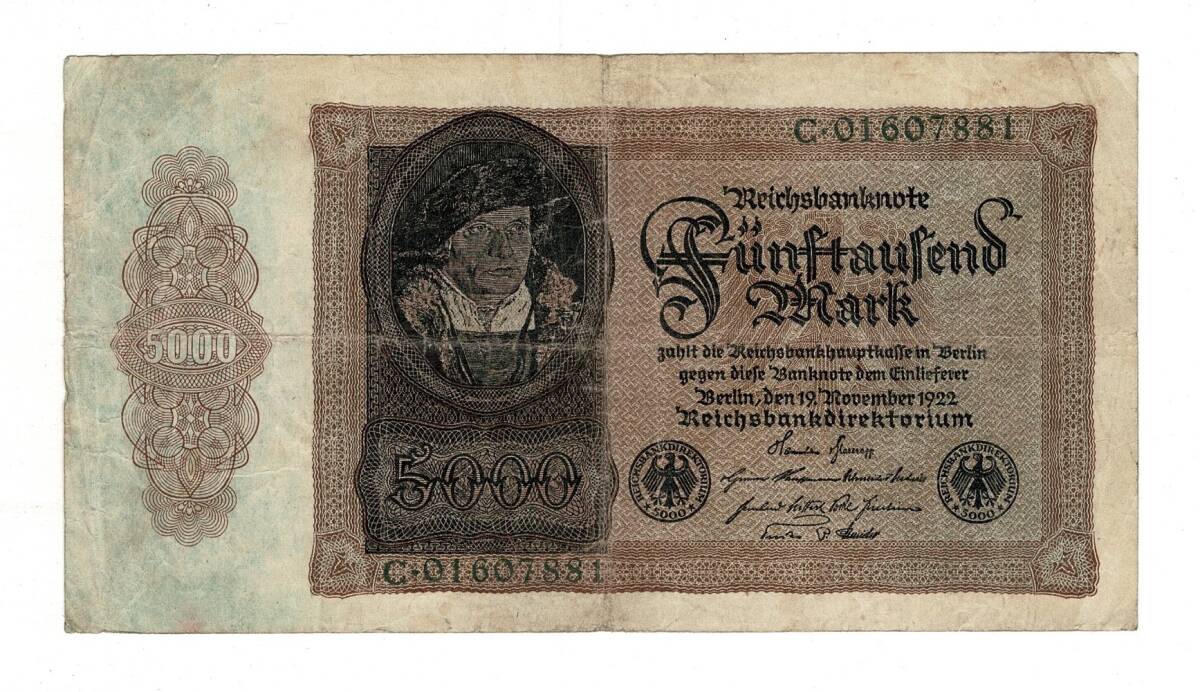 Almanya 5000 Reichsmark 19 Kasım 1922 *Seri C * ÇT YKP8371 - 1