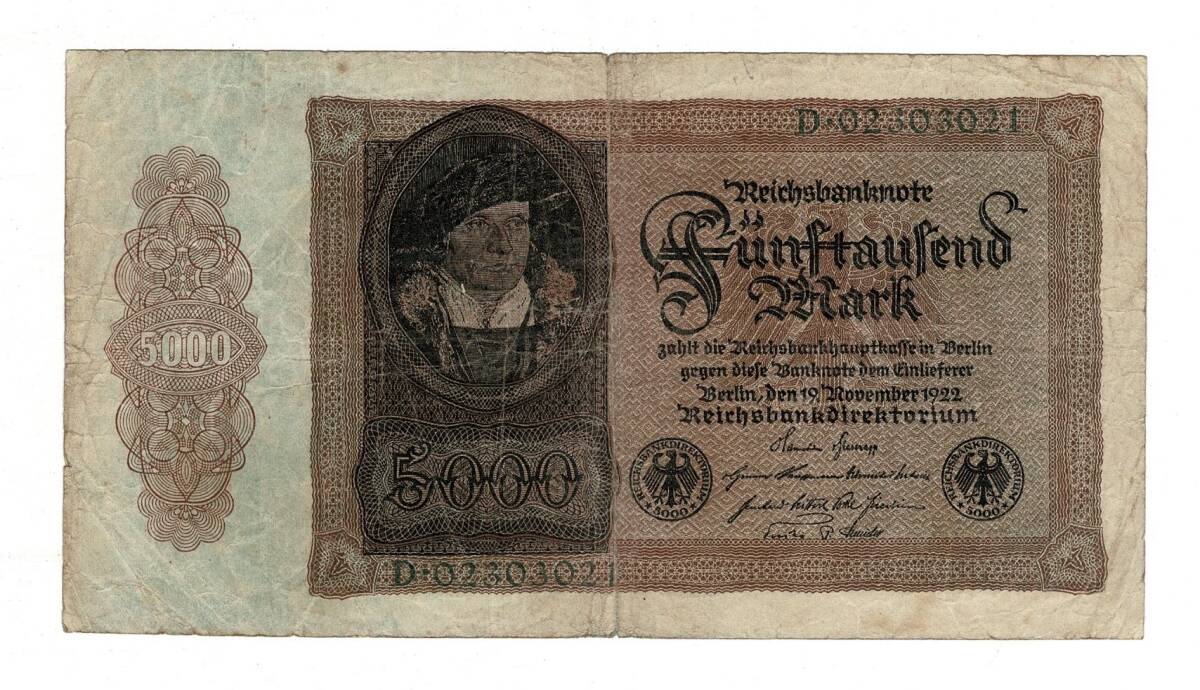 Almanya 5000 Reichsmark 19 Kasım 1922 *Seri D * ÇT YKP8372 - 3