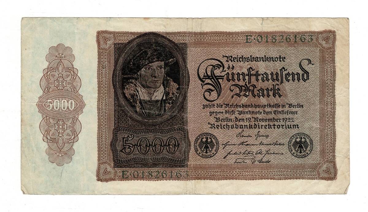 Almanya 5000 Reichsmark 19 Kasım 1922 *Seri E * ÇT+ YKP8373 - 3