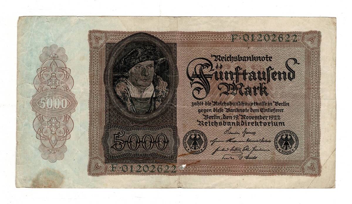 Almanya 5000 Reichsmark 19 Kasım 1922 *Seri F * ÇT+ YKP8374 - 1