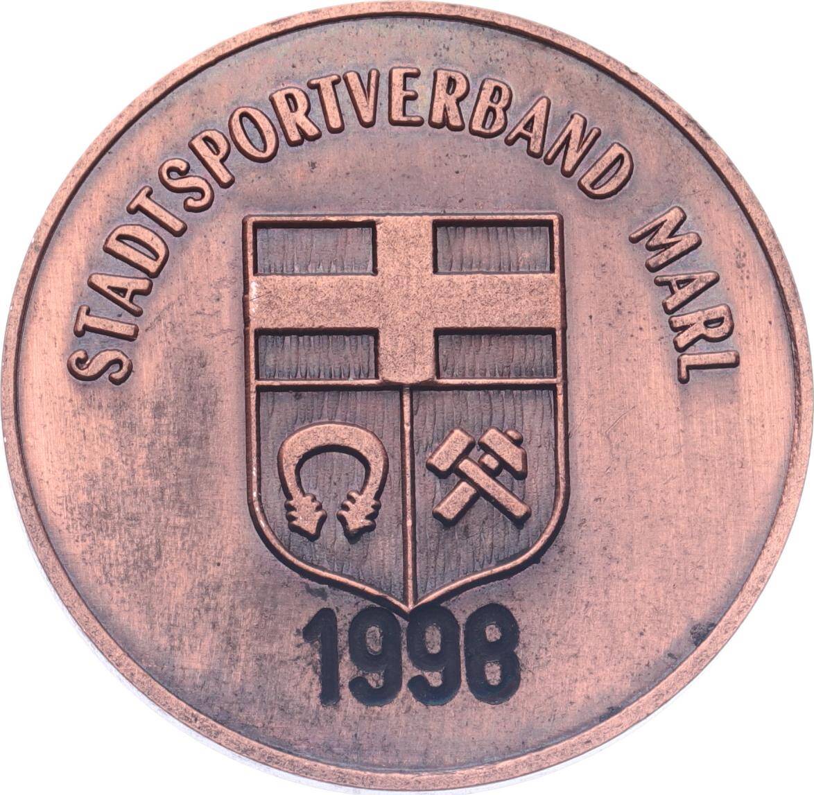 Almanya Kuzey Ren-Vestfalya Eyaleti Marl Şehri 1998 Yılı Spor Başarı Madalyonu MVM2175 - 2