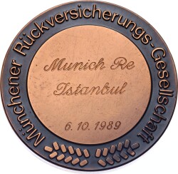 Almanya Münih 1989 Yılı Reasürans Şirketi (Münich Re İstanbul) Bronz Madalyon MVM2065 - 2