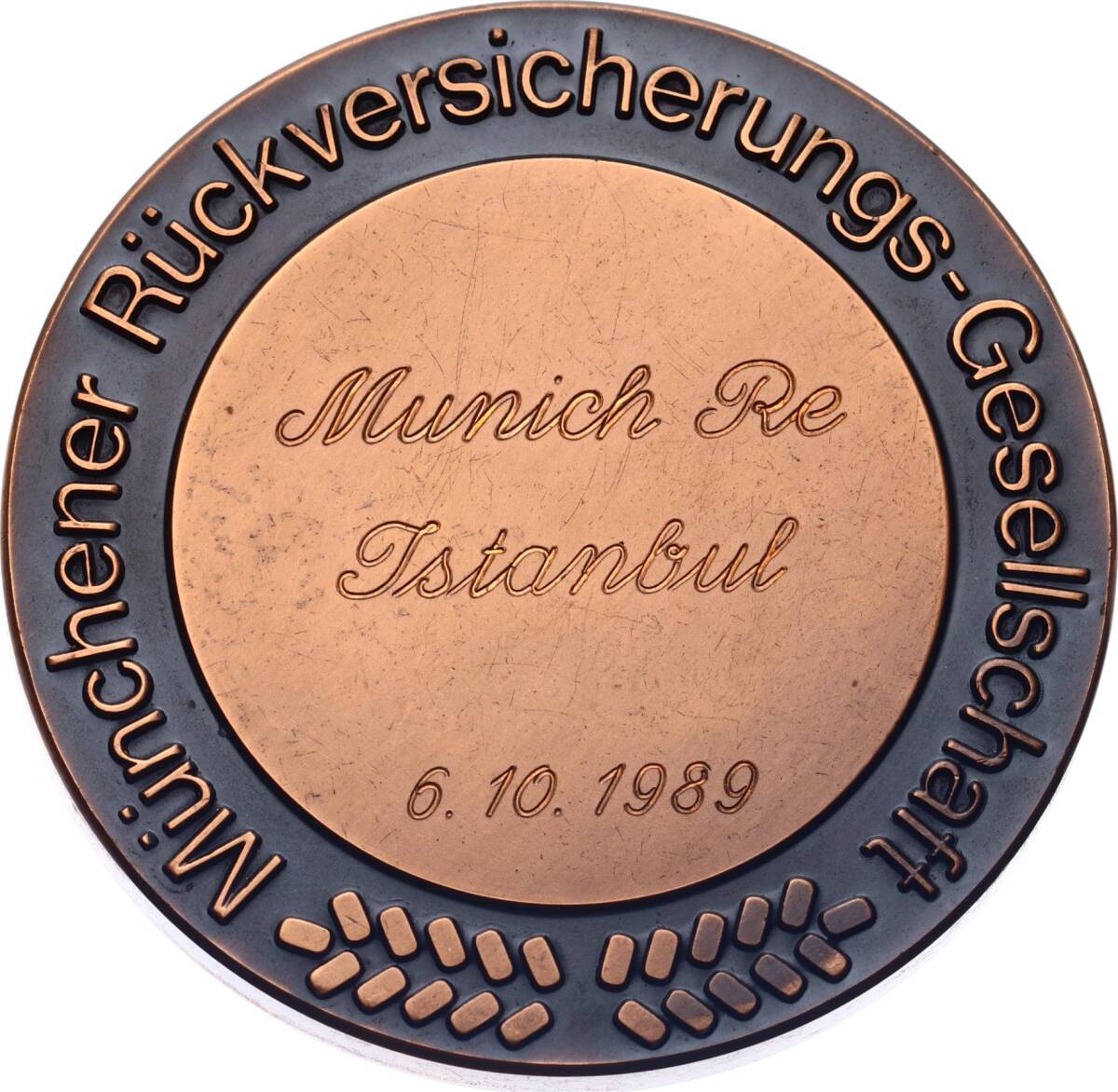 Almanya Münih 1989 Yılı Reasürans Şirketi (Münich Re İstanbul) Bronz Madalyon MVM2065 - 2