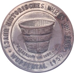 Almanya Wuppertal Şehri 1959 Yılı Tarihi Saat Müzesi'nin 1.Yılı Bronz Hatıra Madalyon MVM2174 - 3