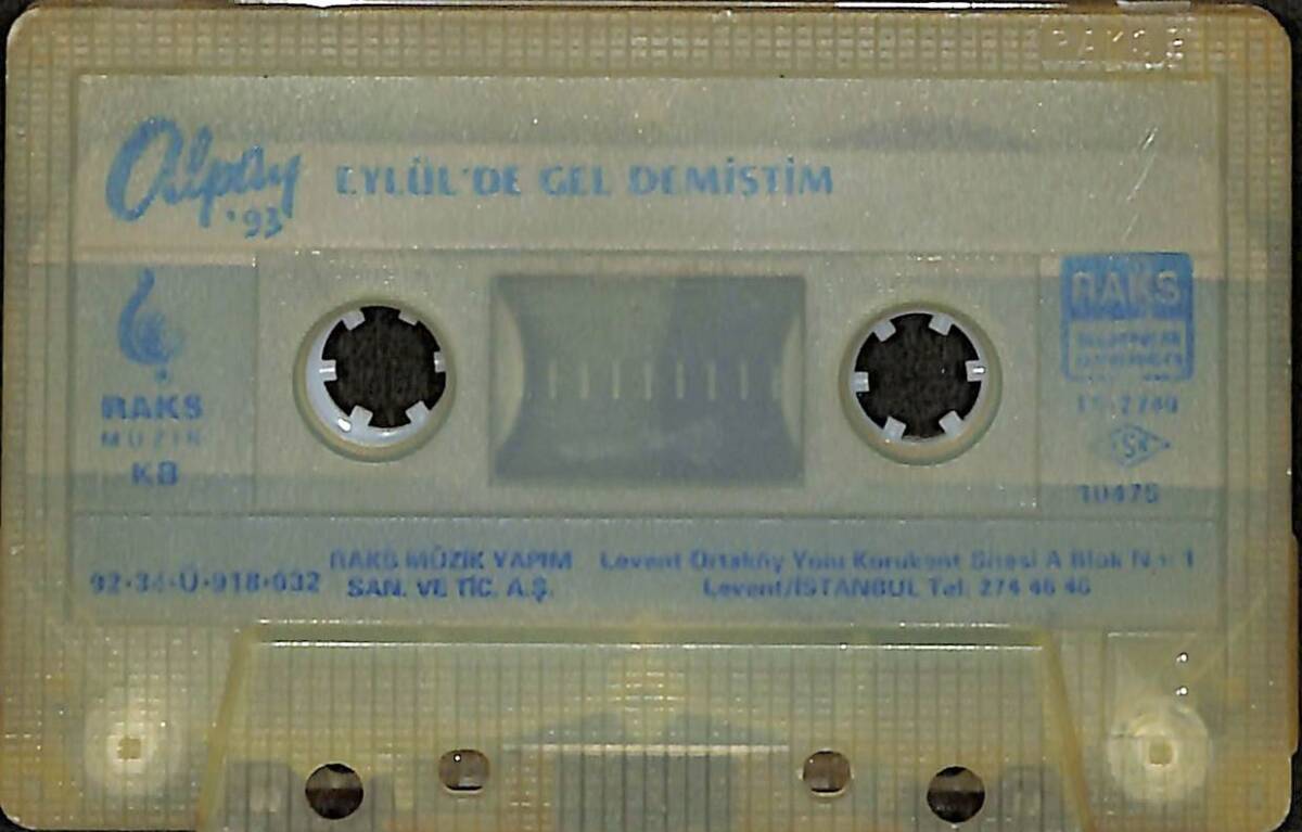 Alpay - Eylül'de Gel Demiştim Orijinal Kaset (İkinci El) * Raks Müzik - 1992 - Mavi Bandrol * KST31229 - 1