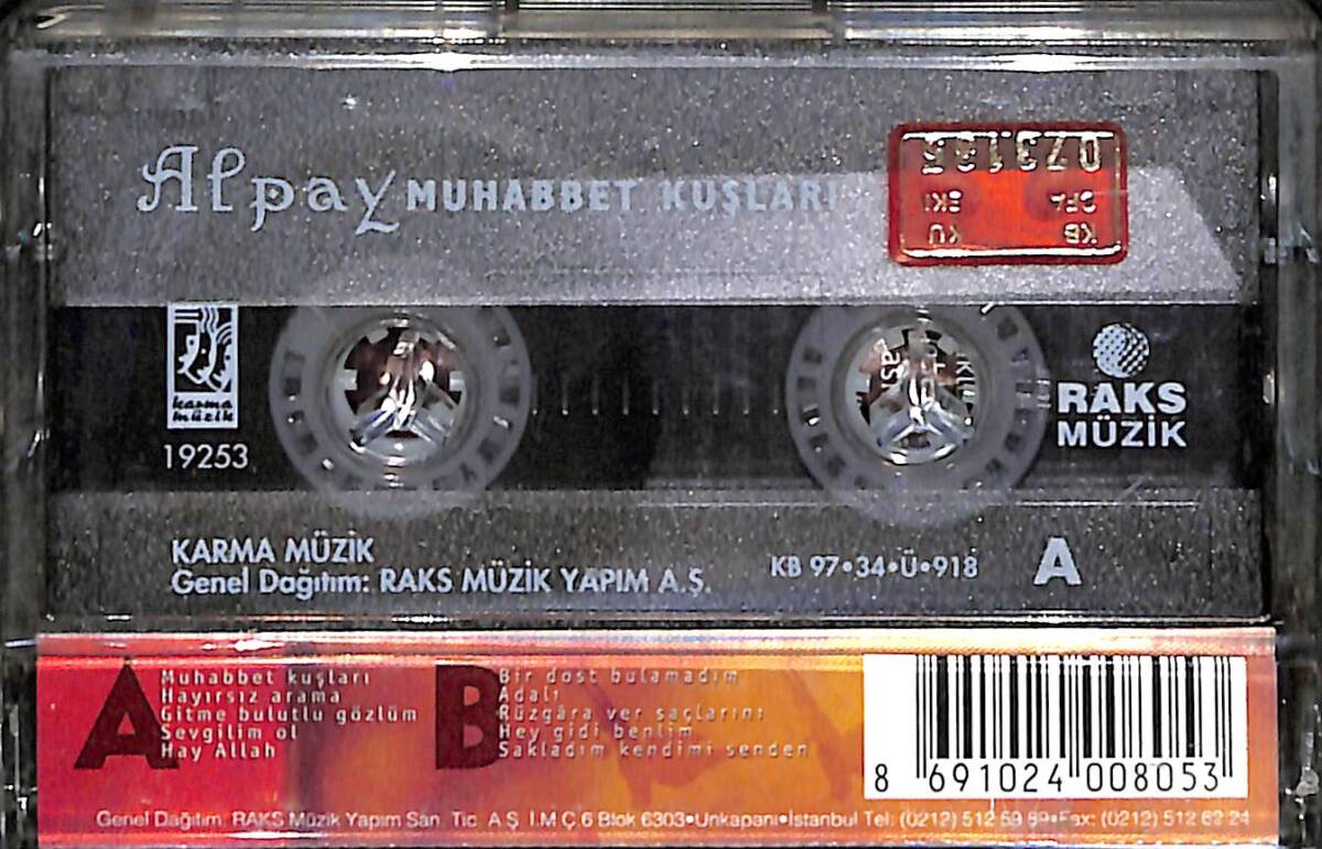  Alpay – Muhabbet Kuşları Orijinal Kaset (ikinci El) * Karma Müzik - Kırmızı Bandrol - 1997 * KST31149 - 2