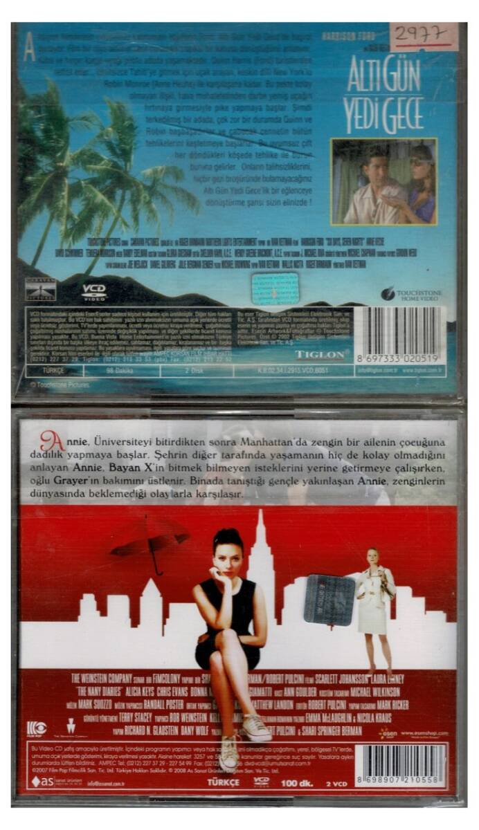 Altı Gün Yedi Gece (Harrison Ford) Dadım Aşık (Scarlett Johansson) - 2 Adet VCD Film VCD1274 - 2