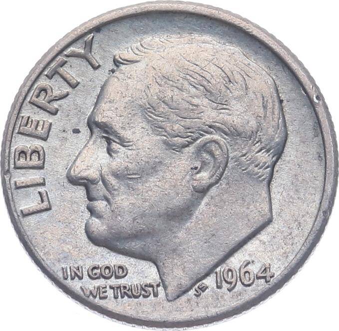 Amerika 1 Dime 1964 Gümüş ' Roosevelt Silver Dime ' - ÇÇT YMP11211 - 1