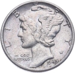 Amerika 1 Dime 1943 Gümüş ' Mercury ' - ÇÇT YMP11210 - Gökçekoleksiyon