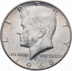 Amerika Yarım Dolar 1968 Gümüş (D) ' Kennedy Half Dollar ' - ÇİL YMP11216 - Gökçekoleksiyon