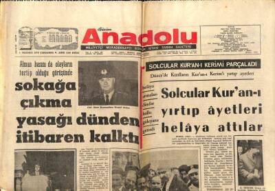 Anadolu Gazetesi 1 Temmuz 1970 - Solcular Kuran-ı Yırtıp Ayetleri Helaya Attılar GZ66719 - 1