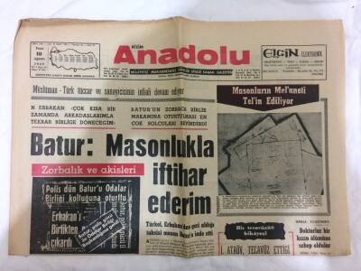 Anadolu Gazetesi 10 Ağustos 1969 - Batur Masonlukla İftihar Ederim GZ73094 - 1