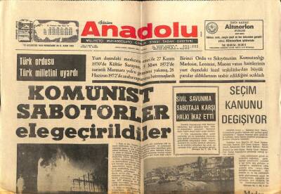 Anadolu Gazetesi 10 Ağustos 1972 - Komünist Sabotörler Ele Geçirildi GZ66819 - 1