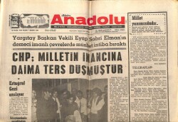 Anadolu Gazetesi 10 Eylül 1972 - CHP Milletin İnancına Daima Ters Düşmüştür GZ66879 - 1