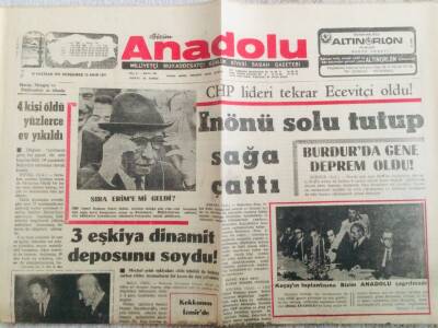 Anadolu Gazetesi 10 Haziran 1971 - İsmet İnönü Solu Tutup Sağa Çattı GZ66742 - 2