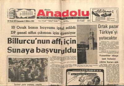 Anadolu Gazetesi 10 Ocak 1973 - Billurcunun Affı İçin Sunaya Başvuruldu GZ66757 - 2