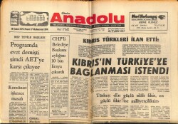 Anadolu Gazetesi 10 Şubat 1974 - Kıbrısın Türkiyeye Bağlanması İstendi GZ66651 - 1