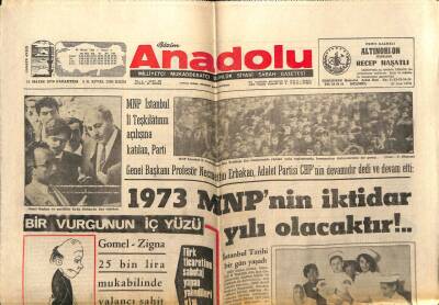 Anadolu Gazetesi 11 Mayıs 1970 - 1973 MNPnin İktidar Yılı Olacaktır GZ66132 - 1