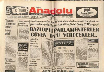 Anadolu Gazetesi 11 Nisan 1975 - Yunanistan Batı Trakya Türklerine Baskıyı Arttırdı GZ66679 - 1